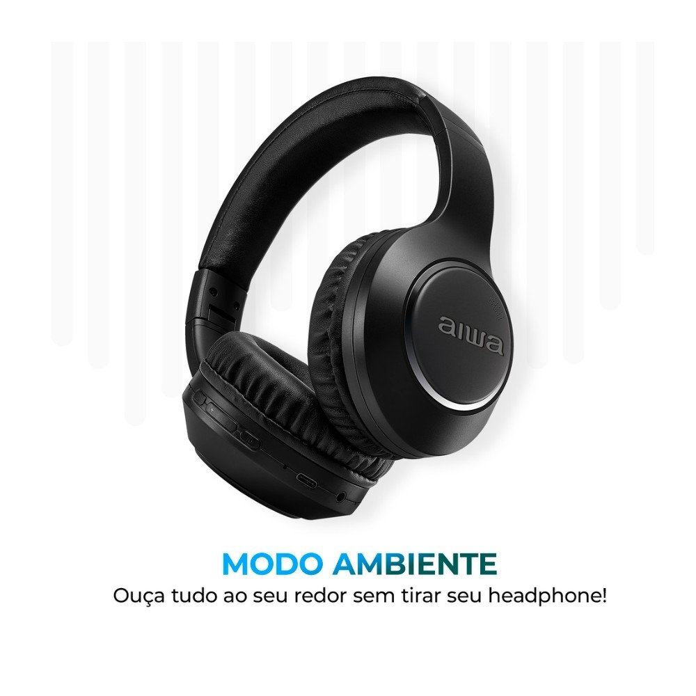 Headphone AIWA, Bluetooth 5.4, Cancelamento de Ruído ANC, Preto - AWS-HP-04-B - view 5