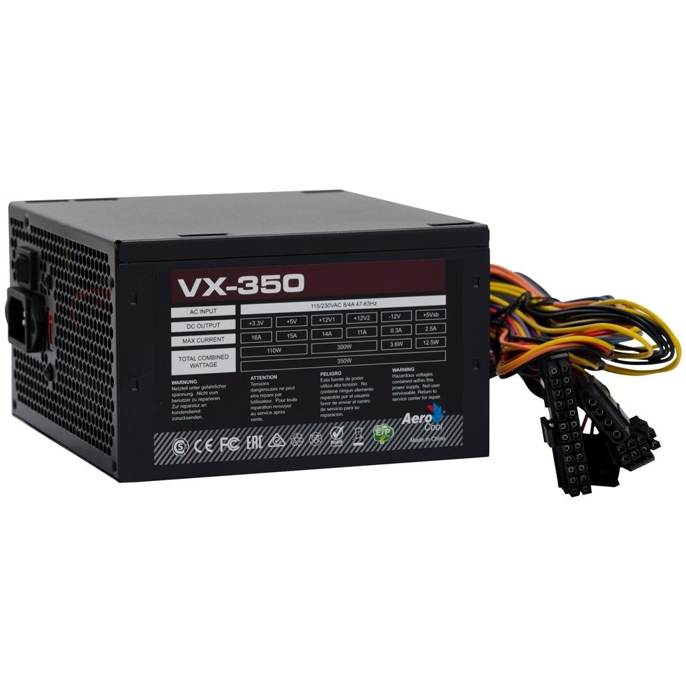 Fonte Aerocool VX-350, 350W, Sem Cabo, Preto - EN57181 Fonte Aerocool VX-350, 350W, Sem Cabo, Preto - EN57181