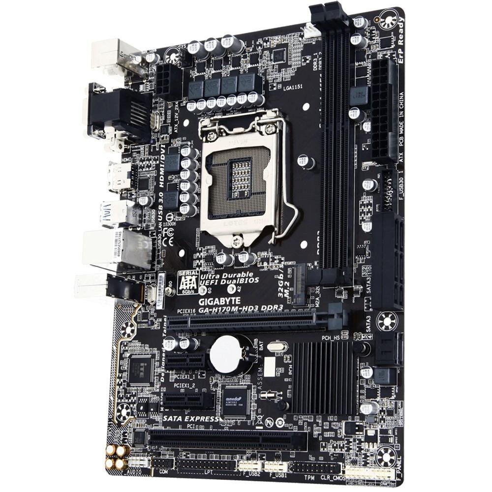 Imagem 2 de 4 do produto Placa-Mãe GIGABYTE p/ Intel LGA 1151 mATX GA-H170M-HD3 DDR3