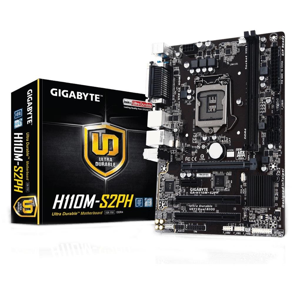 Placa-Mãe Gigabyte GA-H110M-S2PH (rev. 1.0), Intel LGA 1151, mATX, DDR4 Placa-Mãe Gigabyte GA-H110M-S2PH (rev. 1.0), Intel LGA 1151, mATX, DDR4