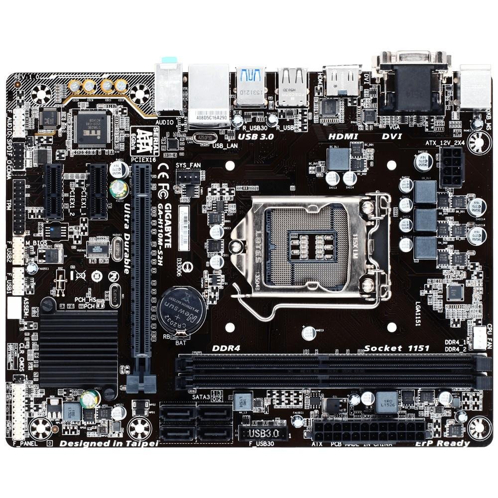Placa-Mãe Gigabyte GA-H110M-S2H, Intel LGA 1151, mATX, DDR4 Placa-Mãe Gigabyte GA-H110M-S2H, Intel LGA 1151, mATX, DDR4