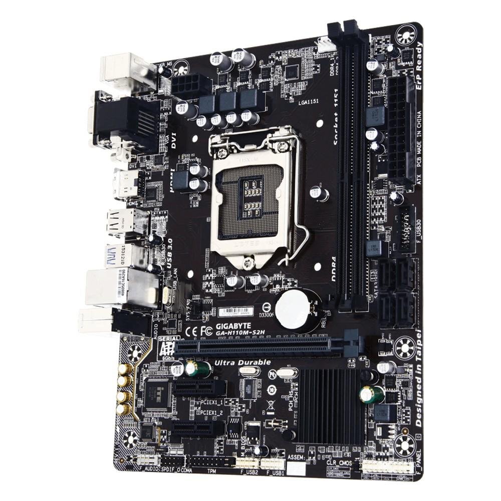 Placa-Mãe Gigabyte GA-H110M-S2H, Intel LGA 1151, mATX, DDR4 Placa-Mãe Gigabyte GA-H110M-S2H, Intel LGA 1151, mATX, DDR4