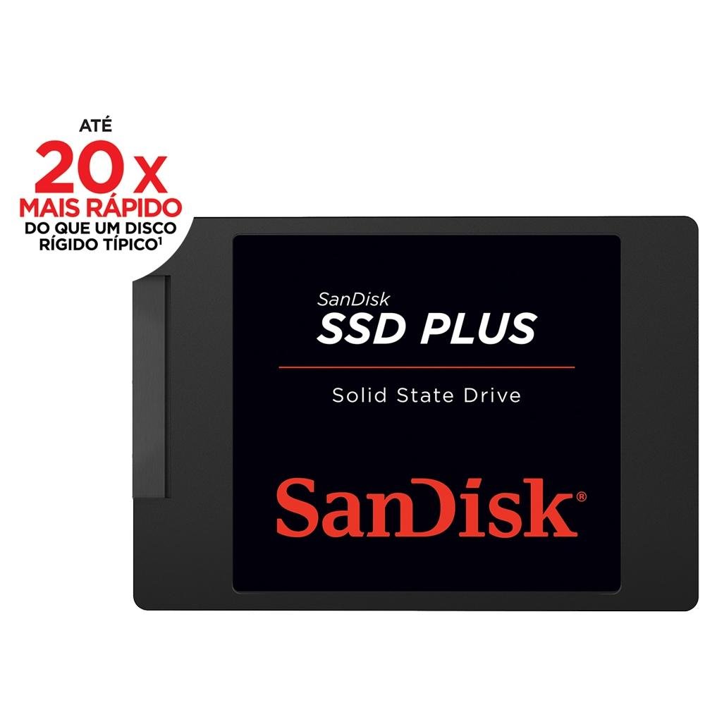 SSD Sandisk PLUS 2.5´ SATA 3.0 (6 Gb/s) 480GB Leitura: 480MB/s e Gravações: 400MB/s - SDSSDA-480G-G25 SSD Sandisk PLUS 2.5´ SATA 3.0 (6 Gb/s) 480GB Leitura: 480MB/s e Gravações: 400MB/s - SDSSDA-480G-G25