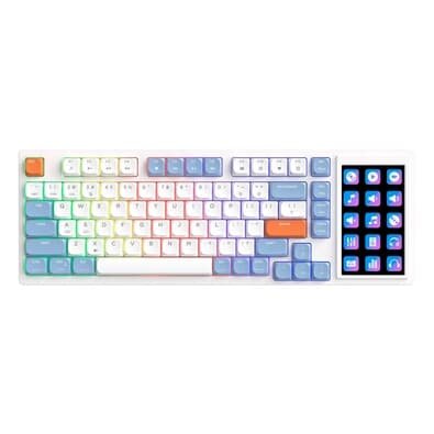 Teclado Mecânico Gamer Ajazz AKP815, RGB, USB-C, Switch Huannuo Short Tea, Azul, Branco e Laranja - AKP815
