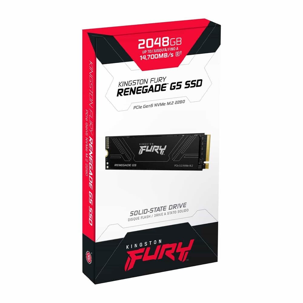 Imagem 3 de 3 do produto SSD Kingston FURY Renegade, 2048GB, G5, PCIe, M.2 NVMe, Leitura 14.700MBs e Gravação 14.000MBs, Compatível com PS5 - SFYR2S/2T0