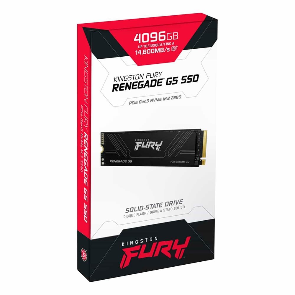 Imagem 3 de 3 do produto SSD Kingston FURY Renegade, 4096GB, G5, PCIe, M.2 NVMe, Leitura 14.800MBs e Gravação 14.000MBa, Compatível com PS5 - SFYR2S/4T0