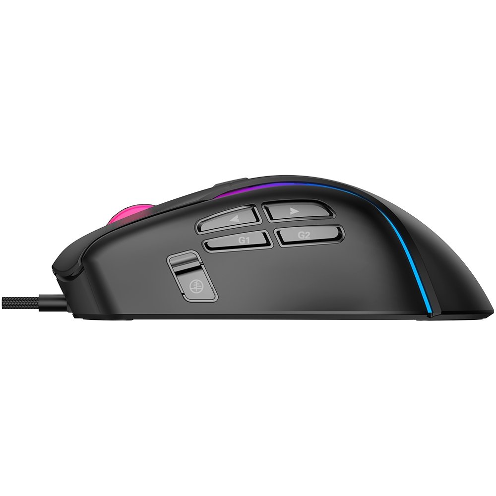 Imagem 2 de 5 do produto Mouse Gamer Rise Mode Laser Black RGB, 16000 DPI, 9 Botões, Preto - RM-MG-L-B