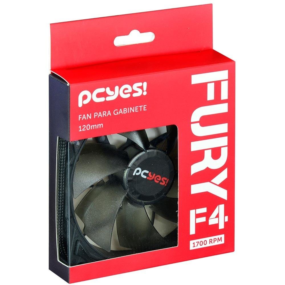 Imagem 4 de 4 do produto Cooler FAN PCYES Fury F4 Preto 120mm sem LED – F4120PT