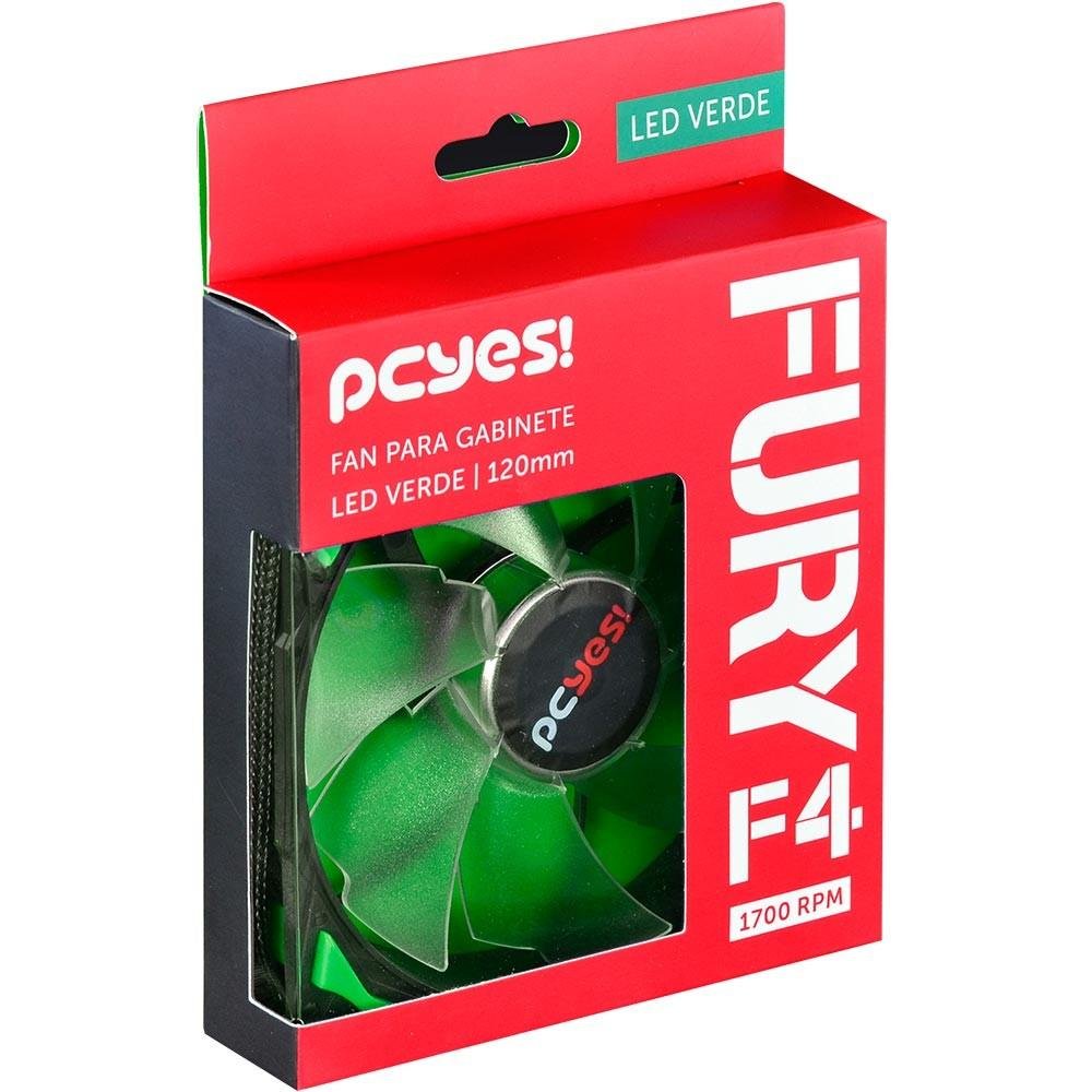 Imagem 4 de 5 do produto Cooler FAN PCYES Fury F4 Verde 120mm LED Verde – F4120LDVD