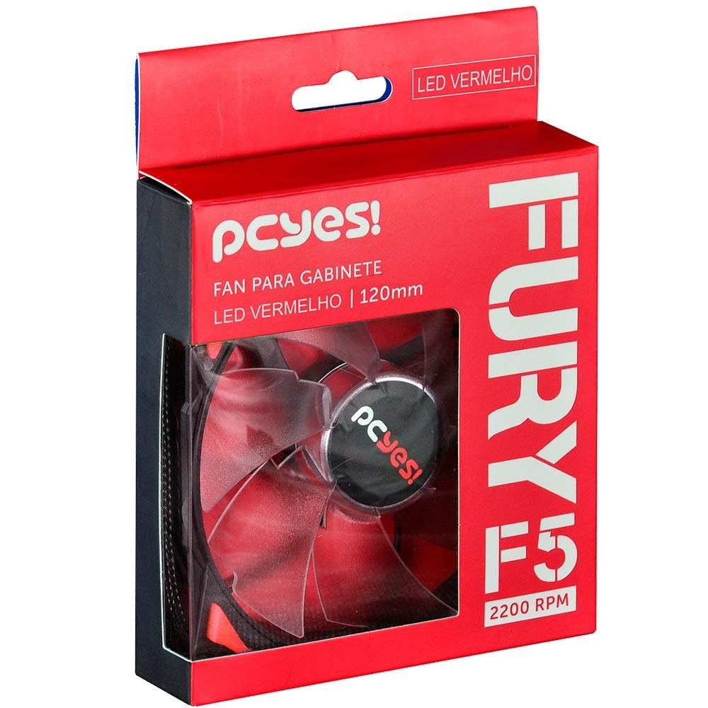 Imagem 4 de 4 do produto Cooler FAN PCYES Fury F5 Vermelho 120mm LED Vermelho – F5120LDVM
