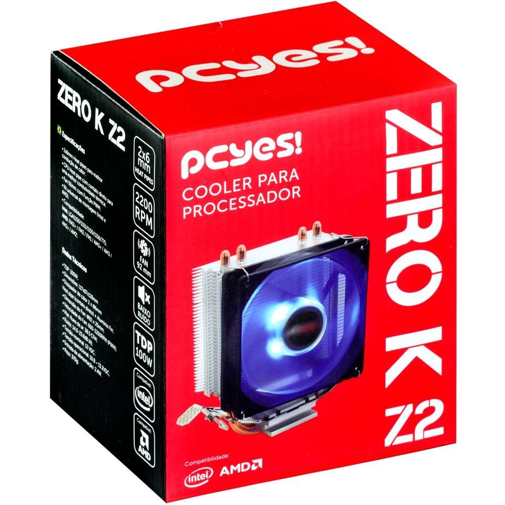Cooler PcYes para Processador Zero K Z2 92mm, Led Azul - ACZK292LDA