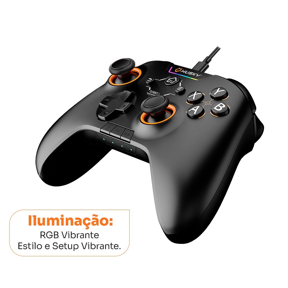 Controle Husky Hunter, Com Fio, Compativel com PC/Android/iOS, 24 Botões Programáveis, RGB, Preto - HJK001PT - view 3