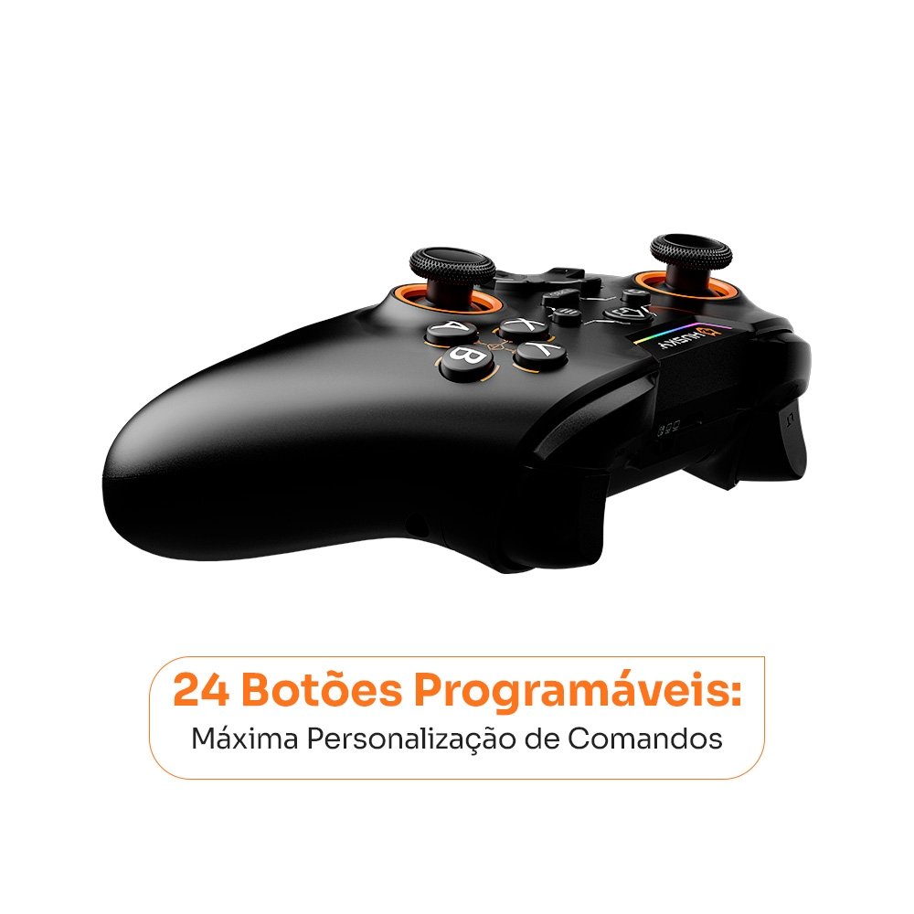 Controle Husky Hunter, Com Fio, Compativel com PC/Android/iOS, 24 Botões Programáveis, RGB, Preto - HJK001PT - view 5