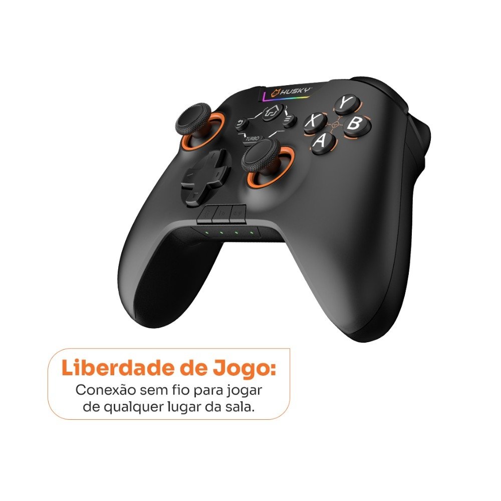 Controle Husky Hunter, Sem Fio, Compativel com PC/Android/iOS, 24 Botões Programáveis, RGB, Preto - HJK002PT - view 2