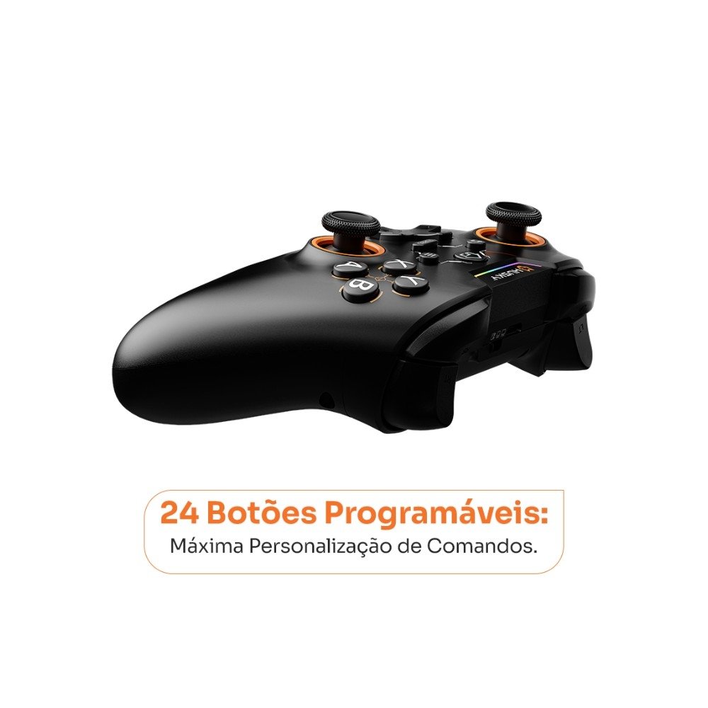 Controle Husky Hunter, Sem Fio, Compativel com PC/Android/iOS, 24 Botões Programáveis, RGB, Preto - HJK002PT - view 6