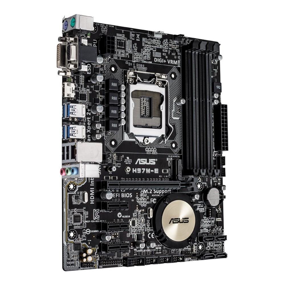 Placa Mãe Asus p/ Intel LGA 1150 mATX  H97M-E/CSM , 4xDDR3, HDMI/DVI/VGA, USB 3.0 PCIE 3.0