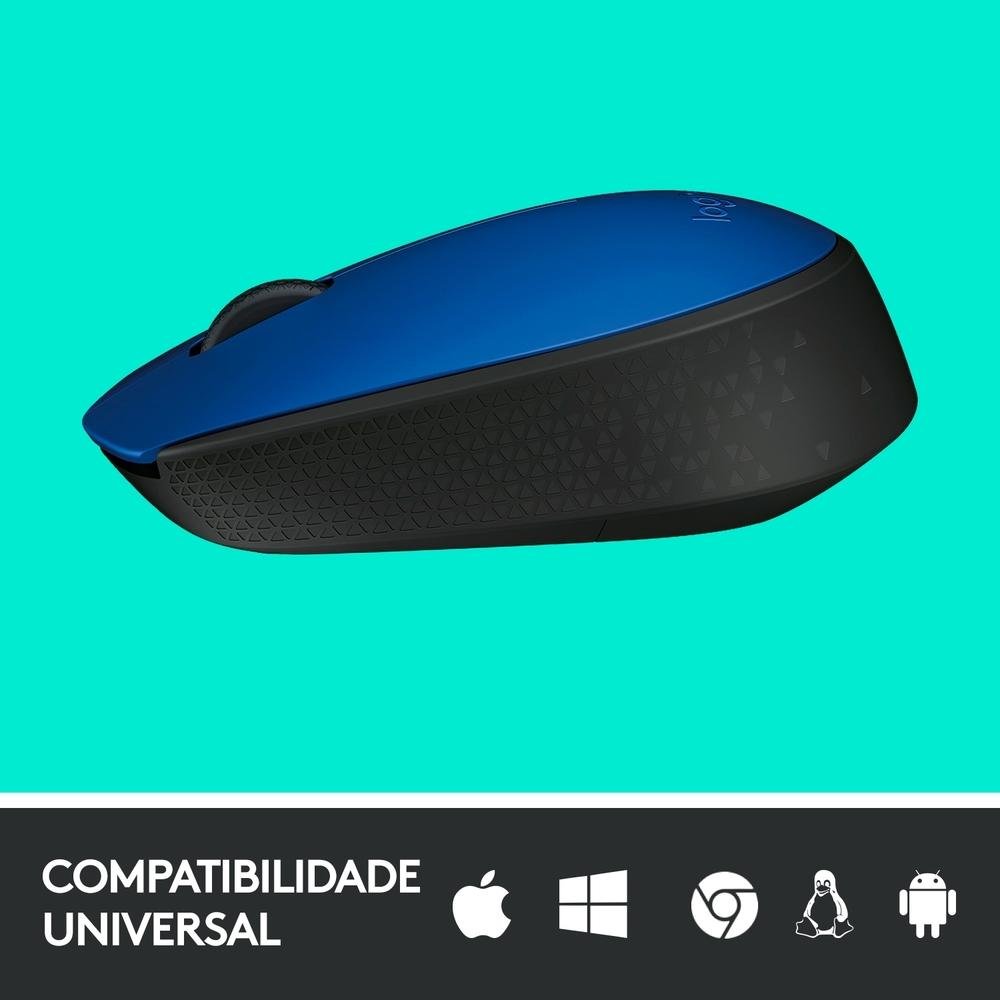 Imagem 5 de 10 do produto Mouse sem fio Logitech M170 com Design Ambidestro Compacto, Conexão USB e Pilha Inclusa, Azul - 910-004800