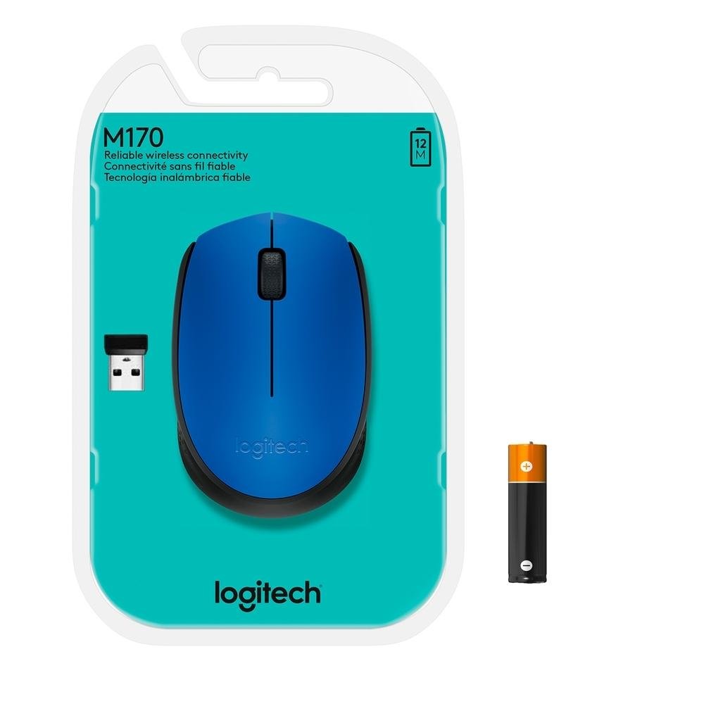 Imagem 9 de 10 do produto Mouse sem fio Logitech M170 com Design Ambidestro Compacto, Conexão USB e Pilha Inclusa, Azul - 910-004800