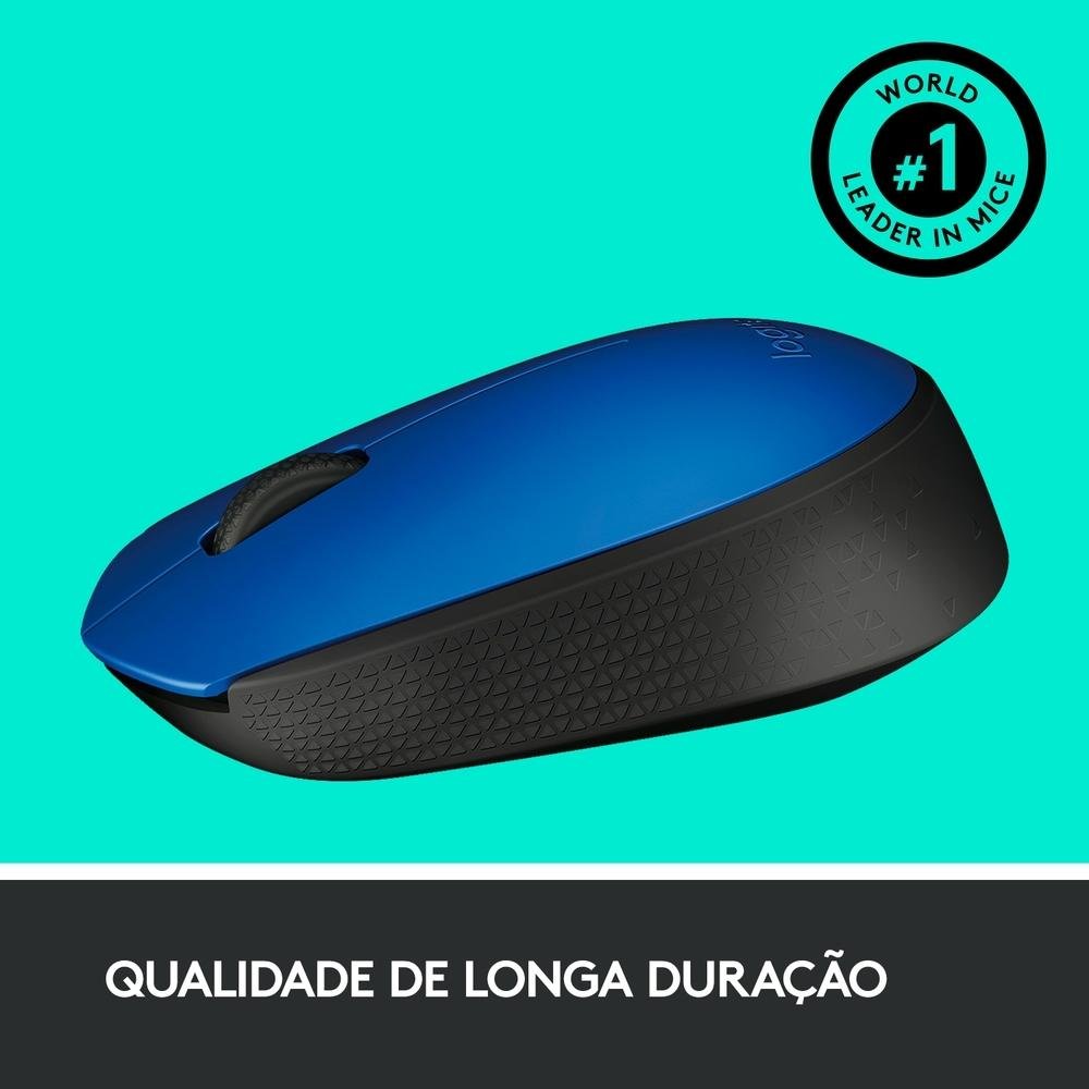 Imagem 6 de 10 do produto Mouse sem fio Logitech M170 com Design Ambidestro Compacto, Conexão USB e Pilha Inclusa, Azul - 910-004800