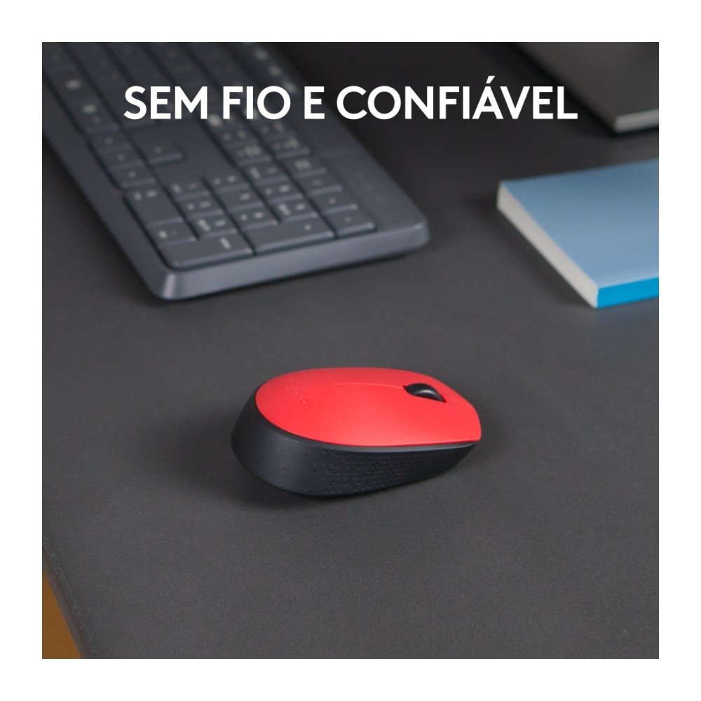 Mouse sem fio ( Balão.info) M170 com Design Ambidestro Compacto, Conexão USB e Pilha Inclusa, Vermelho - 910-( Balão.info - foto 3