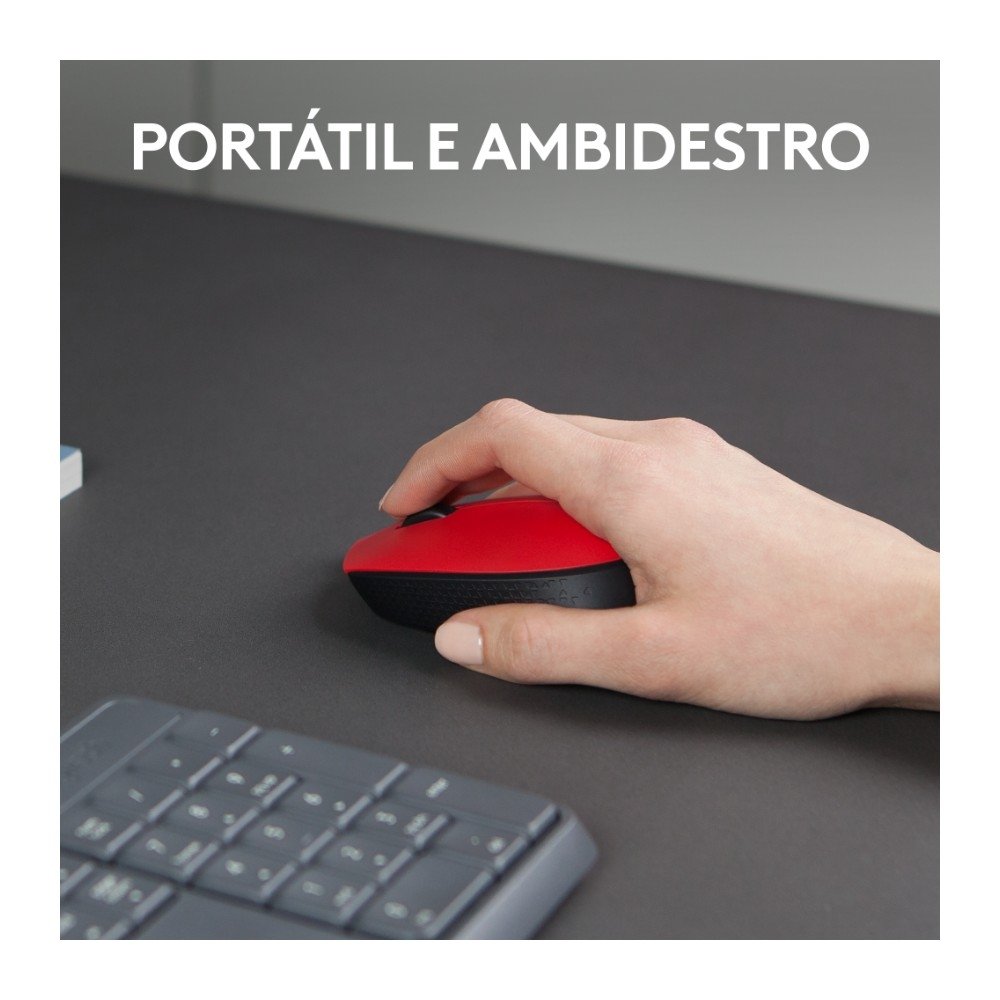 Mouse sem fio ( Balão.info) M170 com Design Ambidestro Compacto, Conexão USB e Pilha Inclusa, Vermelho - 910-( Balão.info - foto 4