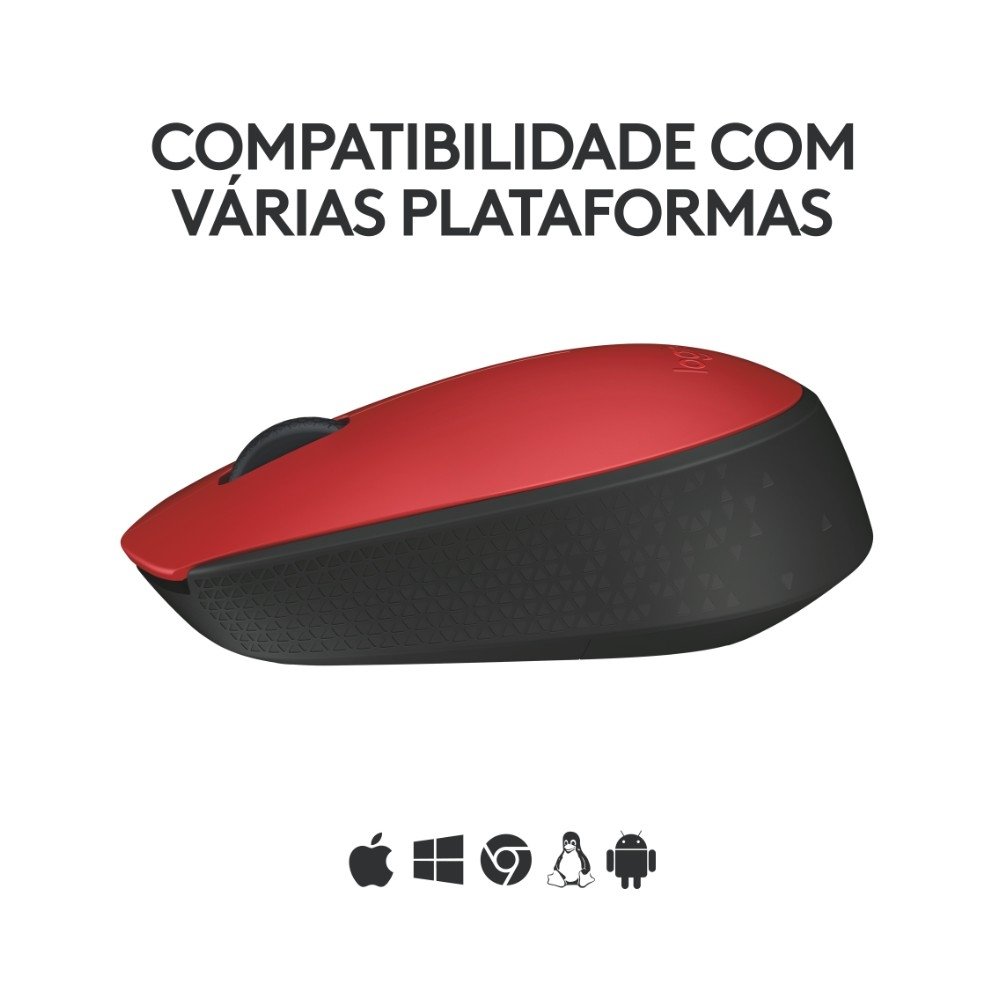 Mouse sem fio ( Balão.info) M170 com Design Ambidestro Compacto, Conexão USB e Pilha Inclusa, Vermelho - 910-( Balão.info - foto 5