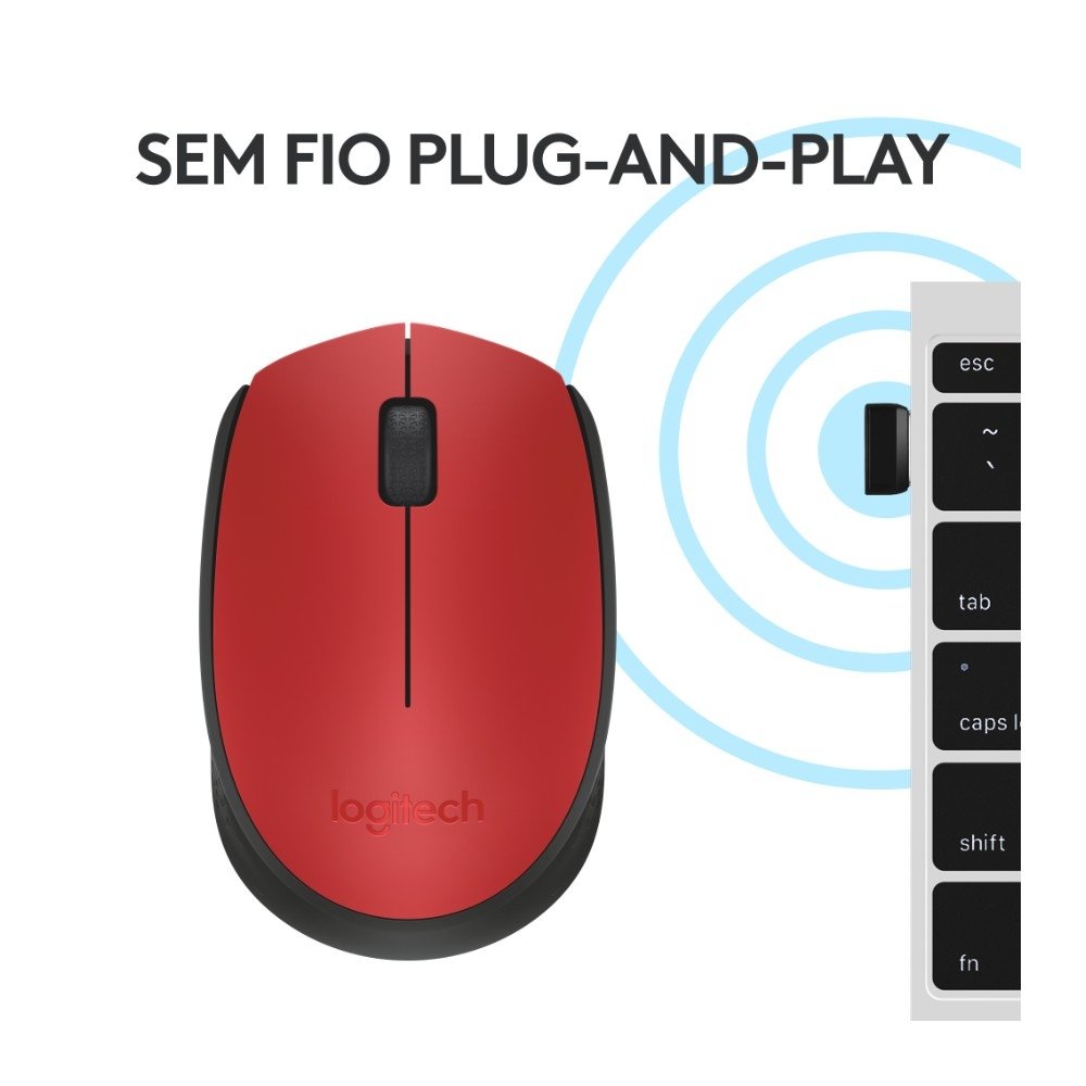 Mouse sem fio ( Balão.info) M170 com Design Ambidestro Compacto, Conexão USB e Pilha Inclusa, Vermelho - 910-( Balão.info - foto 7