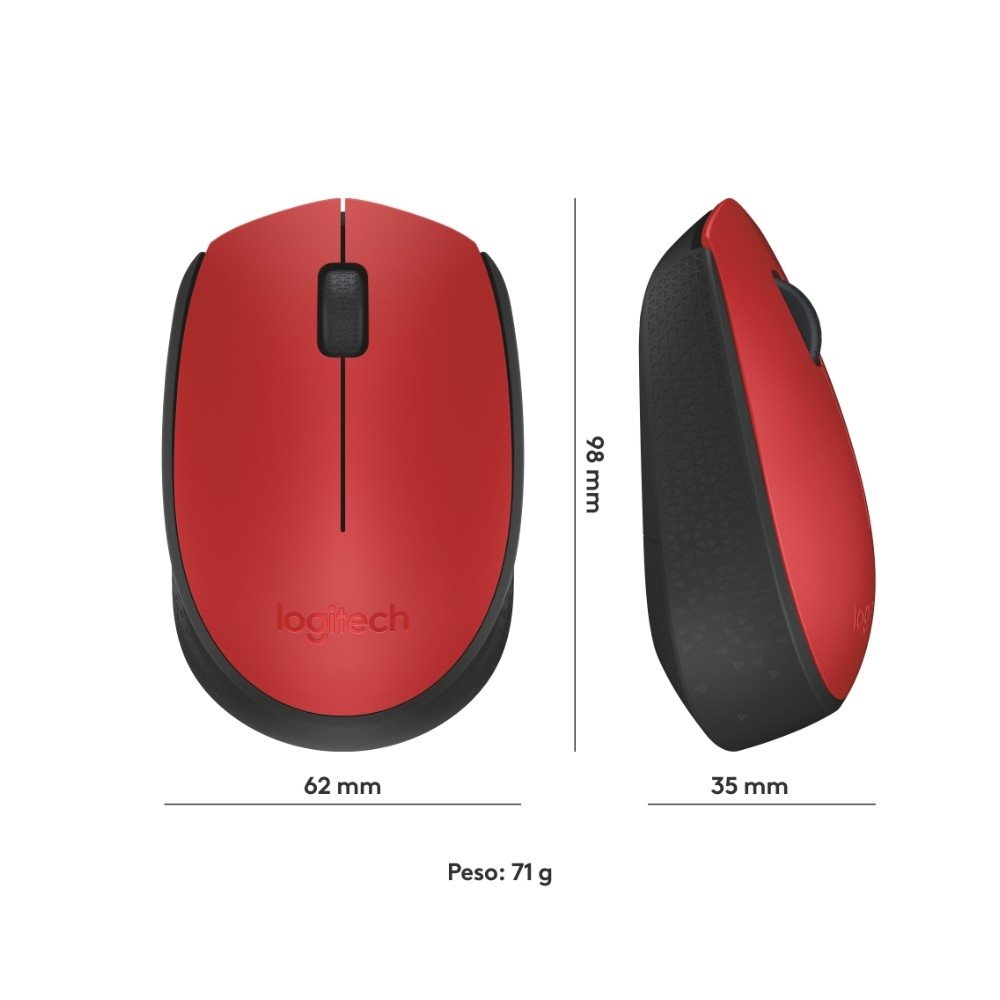 Mouse sem fio ( Balão.info) M170 com Design Ambidestro Compacto, Conexão USB e Pilha Inclusa, Vermelho - 910-( Balão.info - foto 9