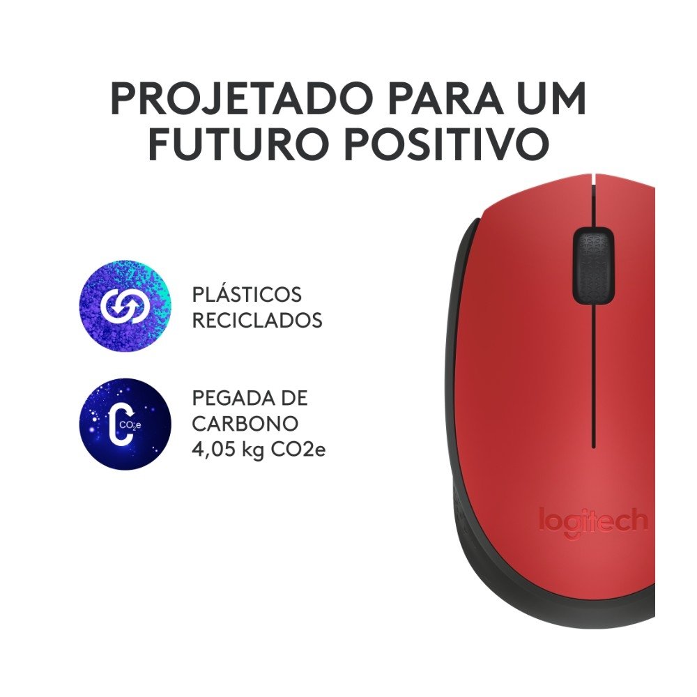 Mouse sem fio ( Balão.info) M170 com Design Ambidestro Compacto, Conexão USB e Pilha Inclusa, Vermelho - 910-( Balão.info - foto 10