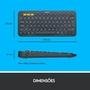 Teclado sem fio Logitech K380 com Bluetooth Easy-Switch para 3 dispositivos para PC, Mac, Chrome, Android, iOS, Apple TV, Cinza - 920-007564