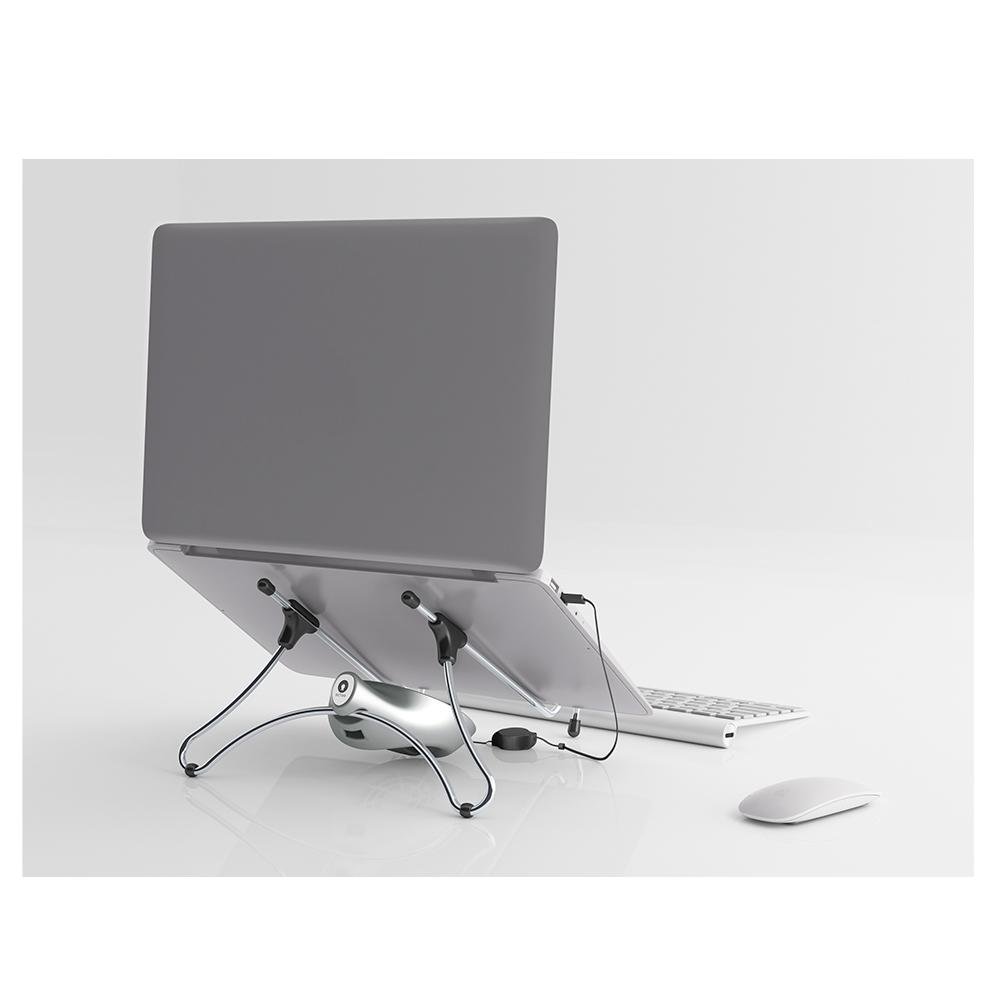Imagem 4 de 4 do produto Suporte Ergonômico Octoo Uptable para Notebook com Cooler - Cromado/Cinza  UPC-01