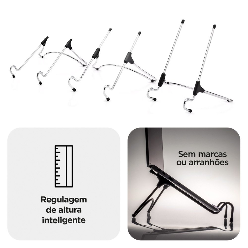 Imagem 4 de 7 do produto Suporte Octoo UpTable V2 p/ Notebook Cromado