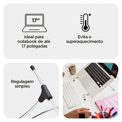 Suporte Octoo UpTable V2 p/ Notebook Cromado