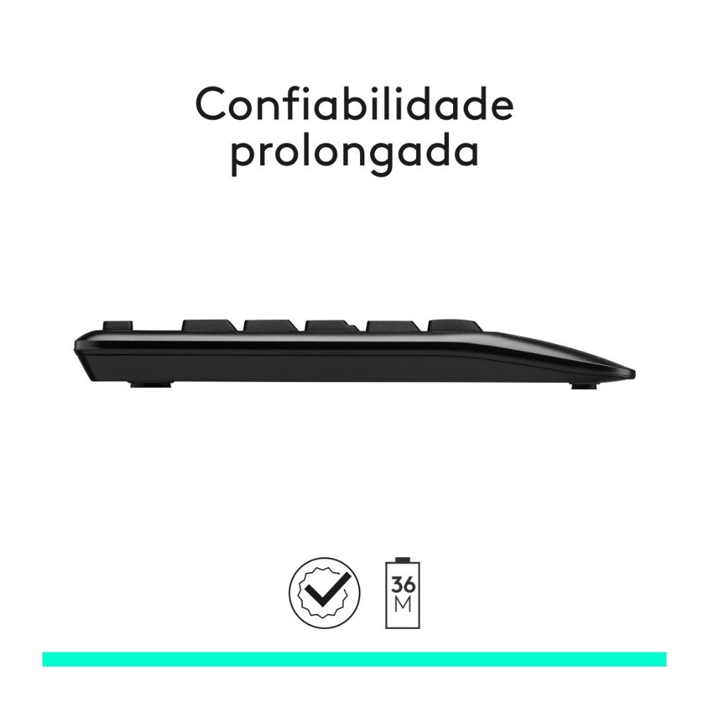 Combo Teclado e Mouse sem fio ( Balão.info) MK345 com Teclado com Apoio e Mouse Destro, USB, Pilhas Inclusas e Layout ( Balão.info) - 920-( Balão.info - foto 6