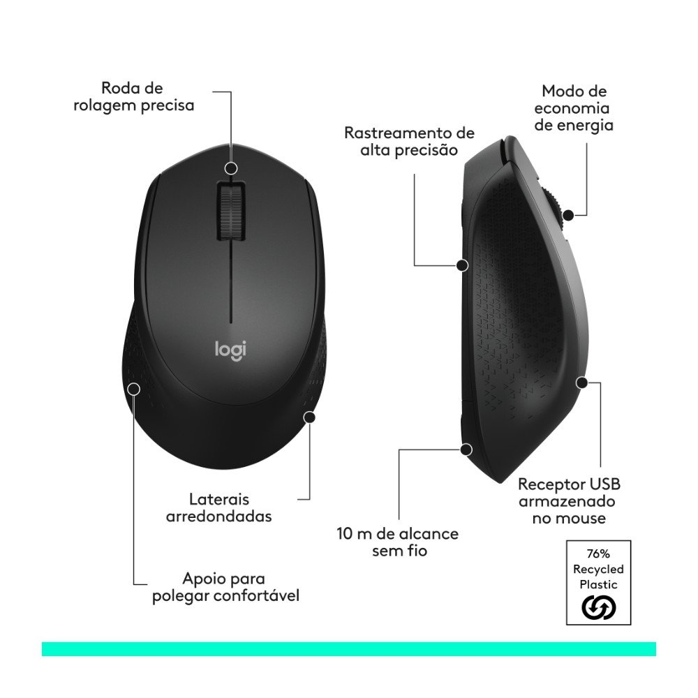 Combo Teclado e Mouse sem fio Logitech MK345 com Teclado com Apoio e Mouse Destro, USB, Pilhas Inclusas e Layout ABNT2 - 920-007821 - view 8