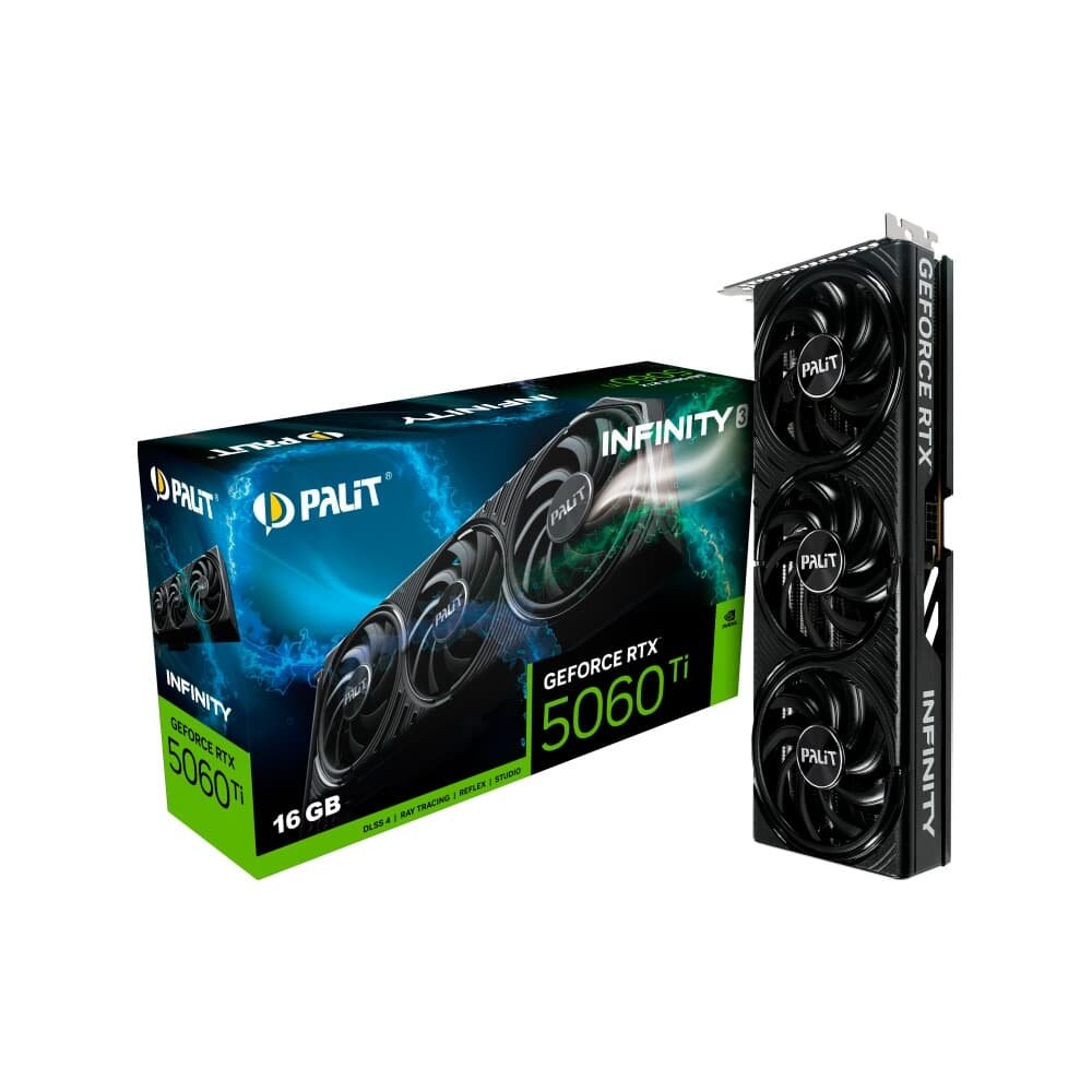 Placa de Vídeo Palit GeForce RTX5060Ti INFINITY 3 NVIDIA GeForce, 16GB GDDR7, 128bit, FP4 e DLSS 4, Ray Tracing - NE7506T019T1-GB2061S