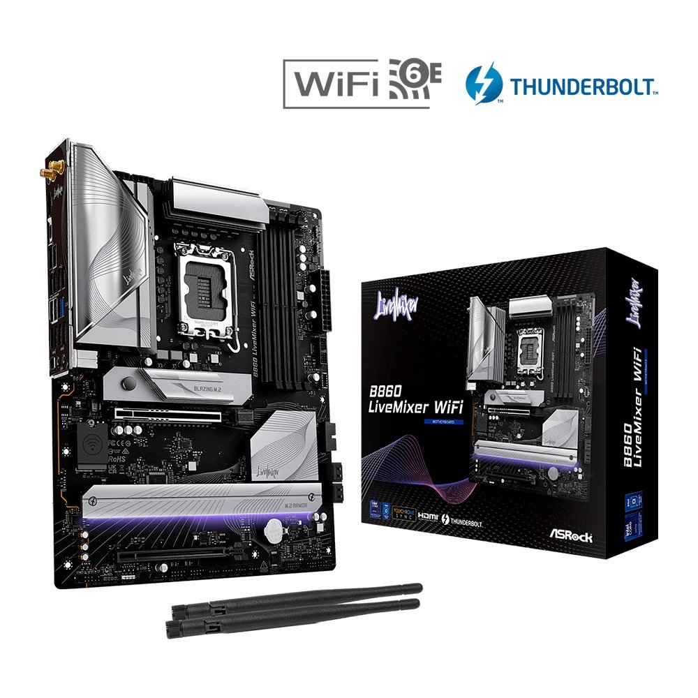 Imagem 6 de 6 do produto Placa-Mãe ASRock B860 LiveMixer WiFi, Intel LGA1851 B860, ATX, DDR5 - 90-MXBQV0- A0UAYZ