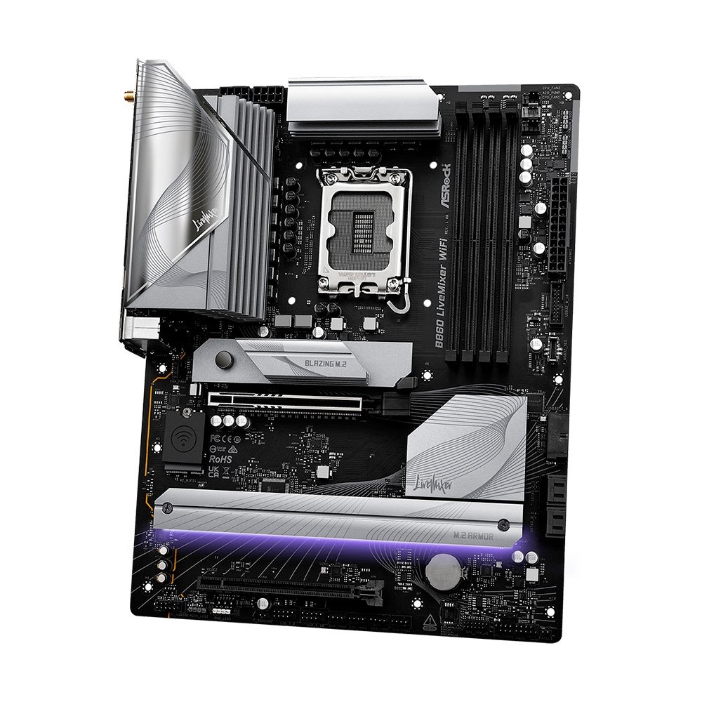 Imagem 4 de 6 do produto Placa-Mãe ASRock B860 LiveMixer WiFi, Intel LGA1851 B860, ATX, DDR5 - 90-MXBQV0- A0UAYZ