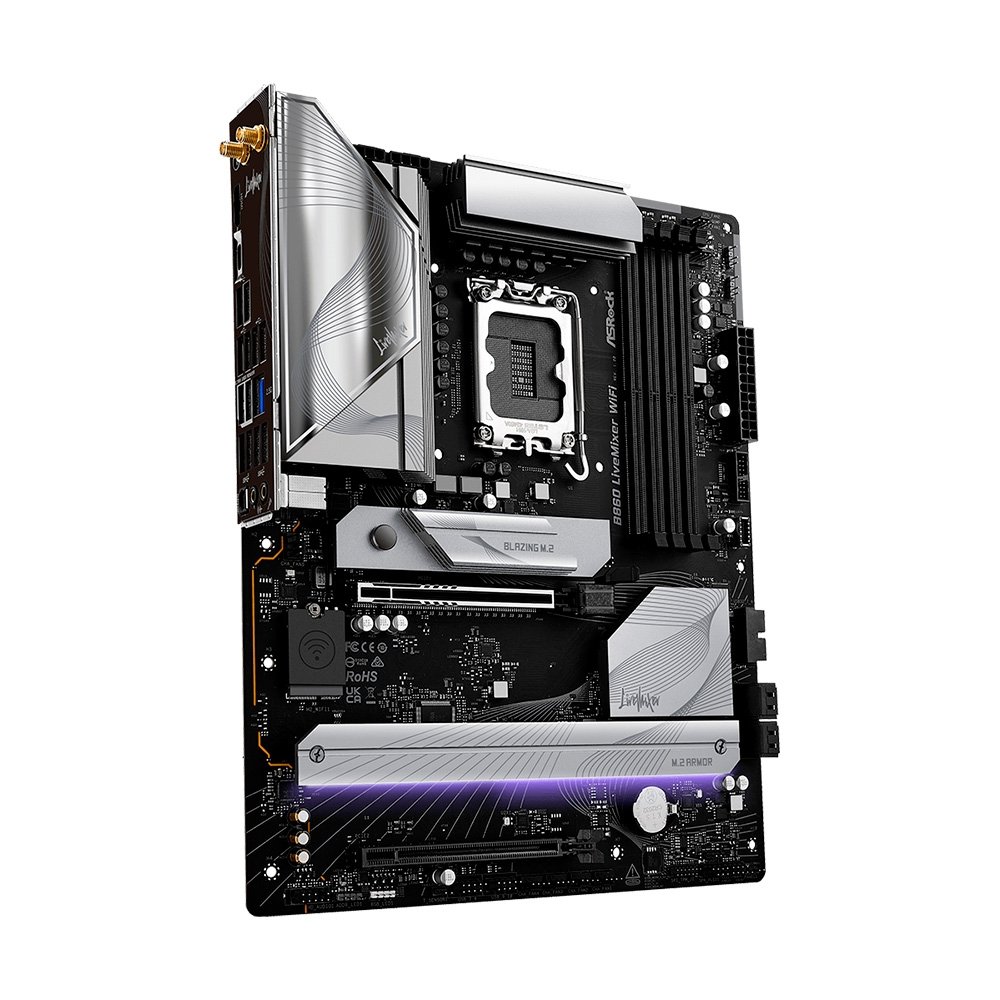 Imagem 3 de 6 do produto Placa-Mãe ASRock B860 LiveMixer WiFi, Intel LGA1851 B860, ATX, DDR5 - 90-MXBQV0- A0UAYZ