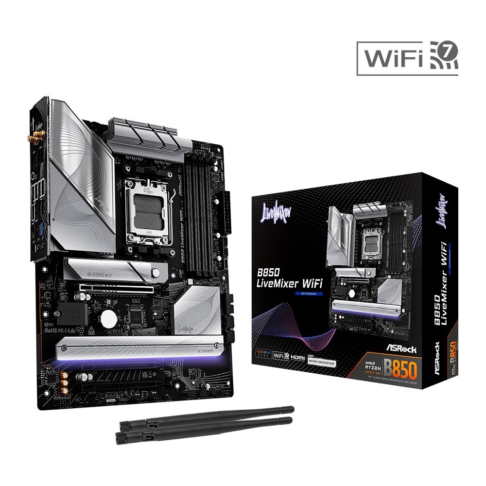 Placa-Mãe ASRock B850 LiveMixer WiFi AMD, Ryzen B850, ATX, DDR5 - 90-MXBQU0-A0UAYZ 10