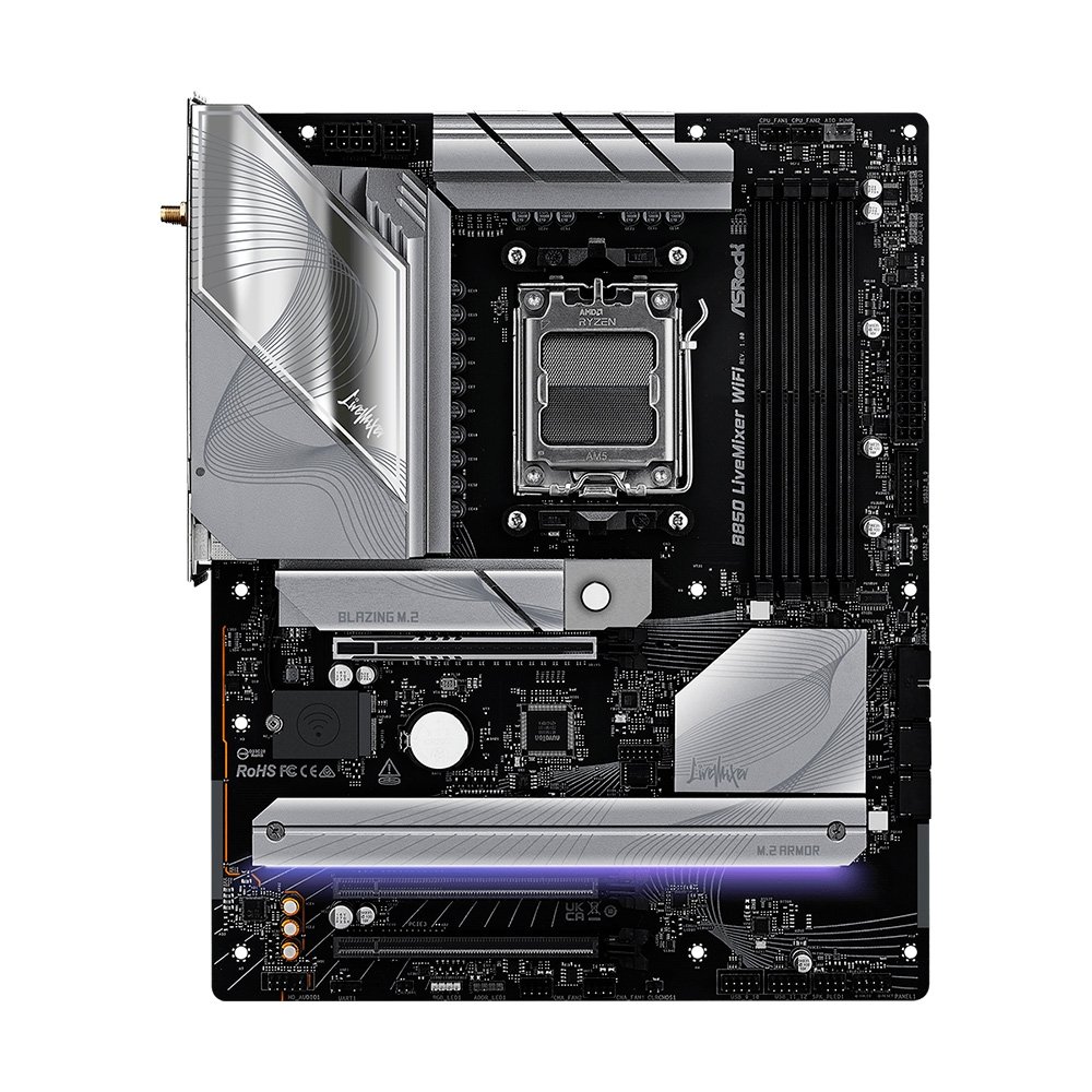 Placa-Mãe ASRock B850 LiveMixer WiFi AMD, Ryzen B850, ATX, DDR5 - 90-MXBQU0-A0UAYZ 7