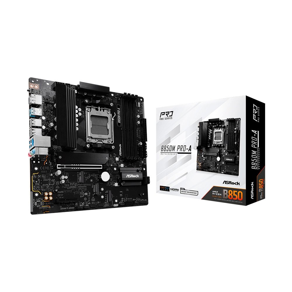 Placa-Mãe ASRock B850M Pro-A AMD,  Ryzen B850, mATX , DDR5 - 90-MXBR8 10