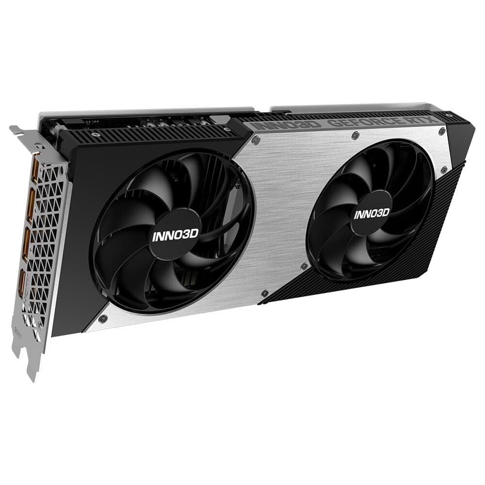Imagem 2 de 3 do produto Placa de Video Inno3D RTX 5060 Twin X2 NVIDIA Geforce, 8GB, 2527MHz, 128bits, FP4 e DLSS 4, Ray Tracing - N50602-08D7X-195070N