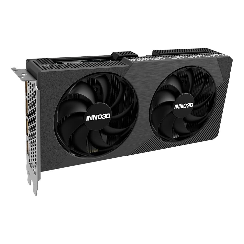 Imagem 2 de 3 do produto Placa de Video Inno3D RTX 5060 Twin X2 NVIDIA Geforce, 8GB, 128bits, 2497MHz, FP4 e DLSS 4, Ray Tracing - N50602-08D7-195071N