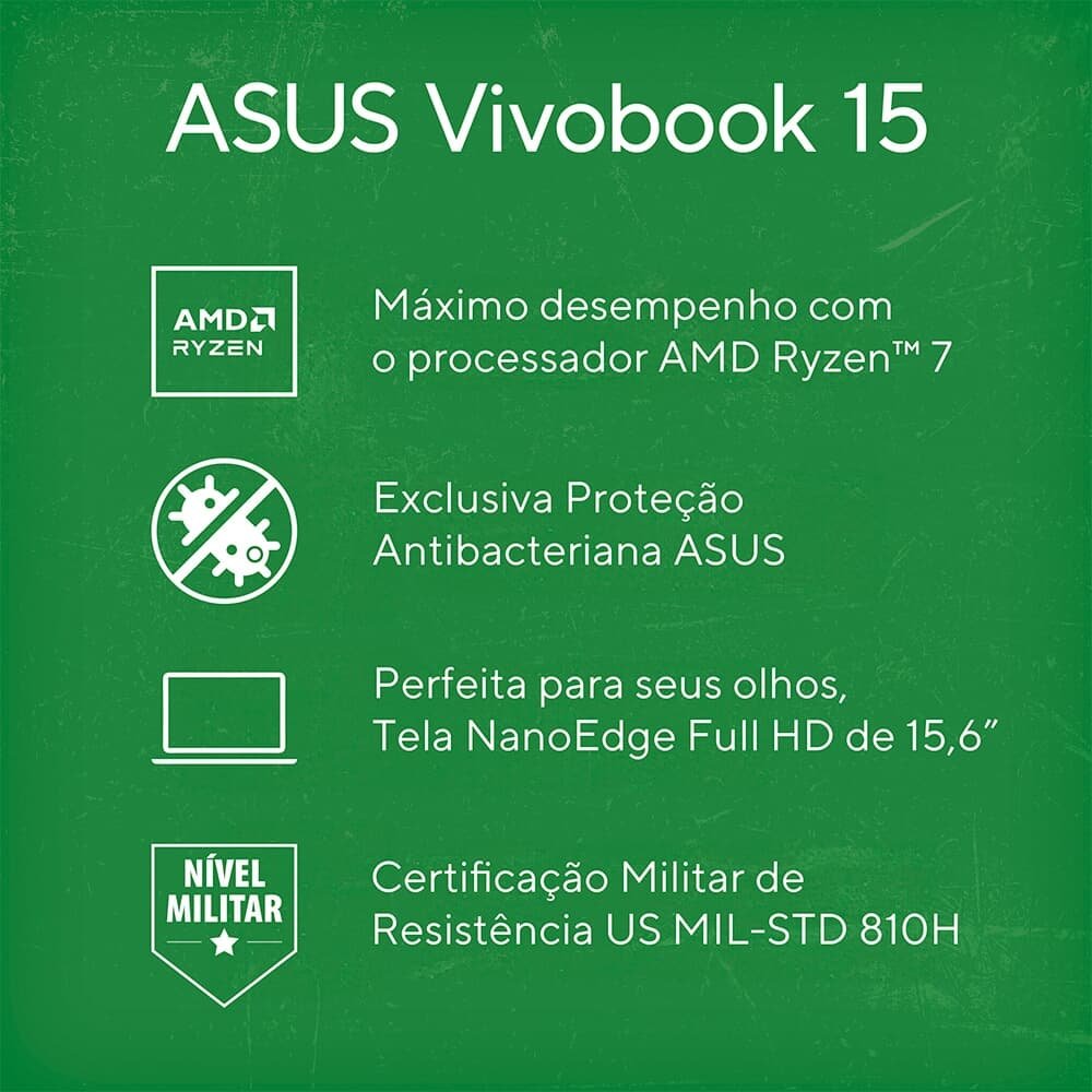 Notebook ASUS Vivobook 15 M1502, AMD Ryzen 7 5825U, 16GB RAM, 512 GB SSD, KeepOS, Tela 15.6, FHD, Cool Silver - M1502YA-NJ612 - view 9
