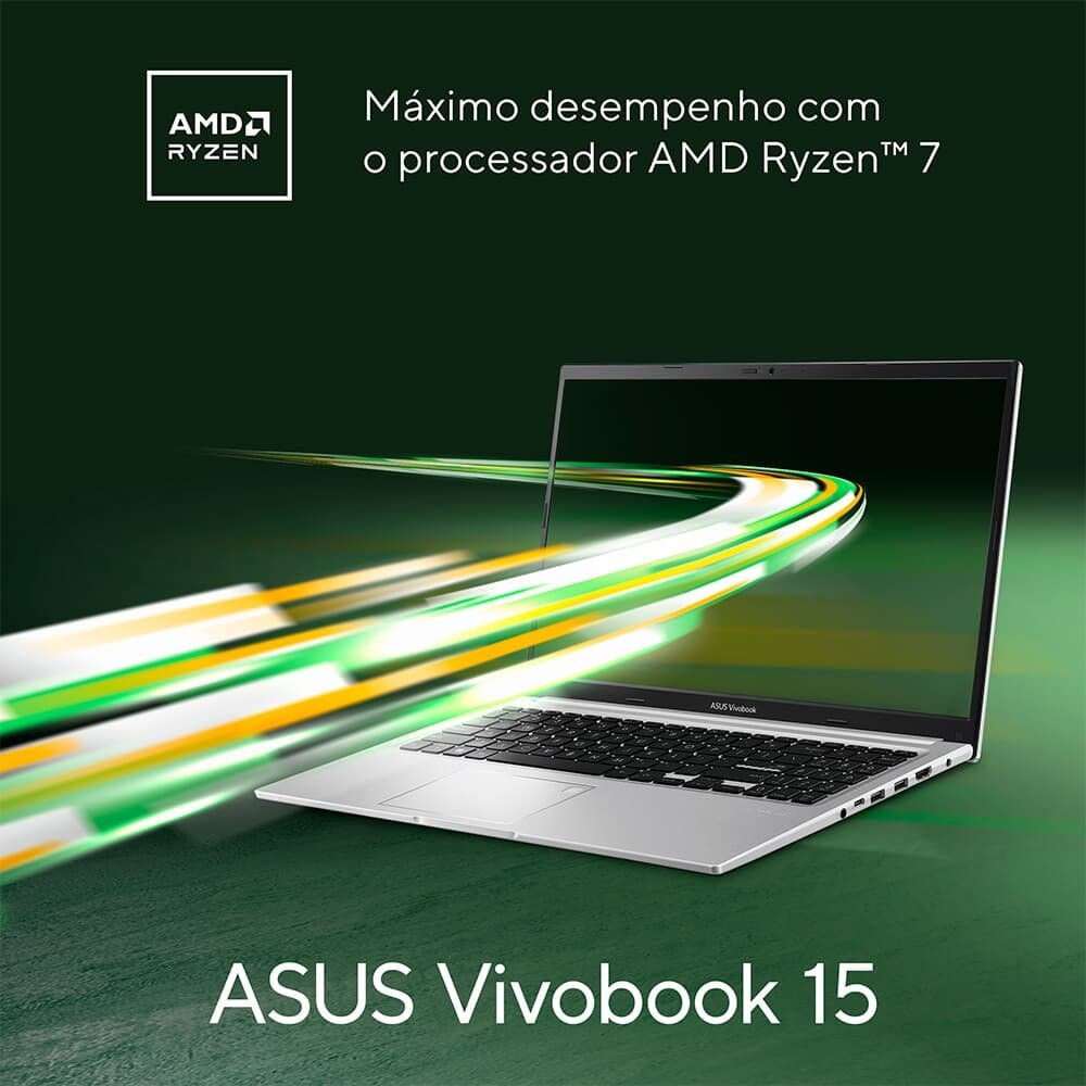 Notebook ASUS Vivobook 15 M1502, AMD Ryzen 7 5825U, 16GB RAM, 512 GB SSD, KeepOS, Tela 15.6, FHD, Cool Silver - M1502YA-NJ612 - view 10