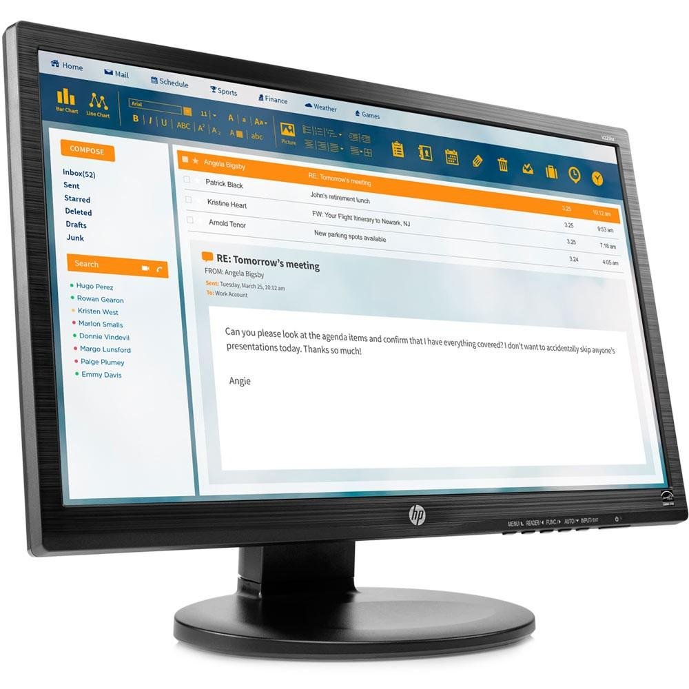 Monitor HP LED 21.5´, IPS Full HD Ajuste de Altura 8ms, DP / VGA / DVI-D, Bivolt - V225hz P6L17AA Monitor HP LED 21.5´, IPS Full HD Ajuste de Altura 8ms, DP / VGA / DVI-D, Bivolt - V225hz P6L17AA