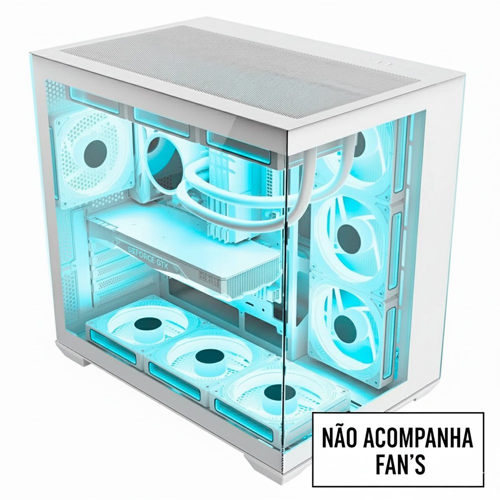Gabinete Liketec Gamer Atlas, Sky Tower, ATX, Frente em Vidro Temperado, Sem FANs, Snow - LC-CB3X3-ATLAS-2117 Gabinete Liketec Gamer Atlas, Sky Tower, ATX, Frente em Vidro Temperado, Sem FANs, Snow - LC-CB3X3-ATLAS-2117