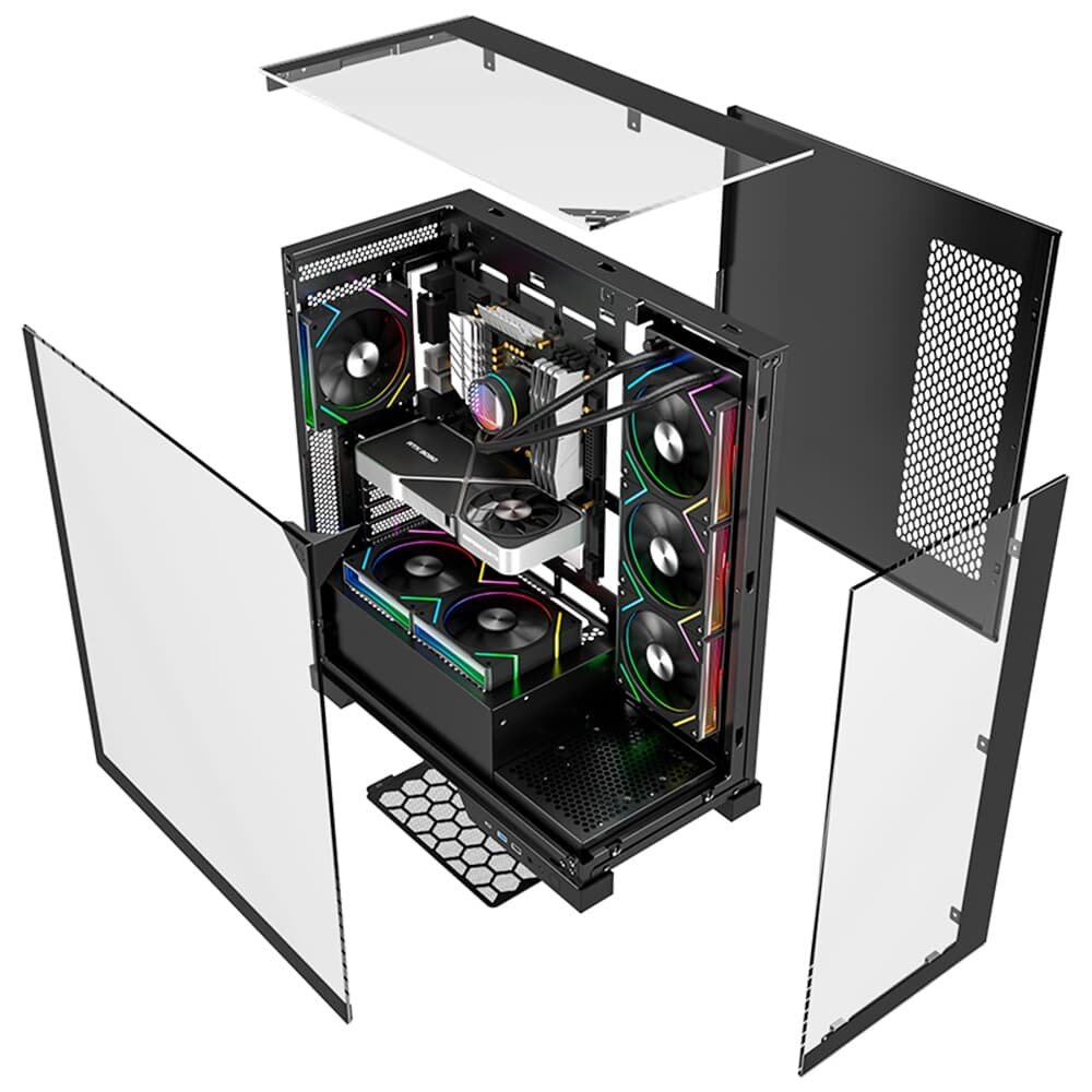 Imagem 6 de 7 do produto Gabinete Liketec Gamer Empire, Sky Tower, ATX, Lateral e Frontal em Vidro Temperado, Sem FANs, Dark - LC-AT-EMPIRE-2091