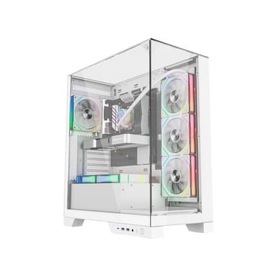 Gabinete Gamer Liketec Gamer Empire, Sky Tower, ATX, Lateral e Frontal em Vidro Temperado, Sem FANs, Branco Snow - LC-AT-EMPIRE-2092